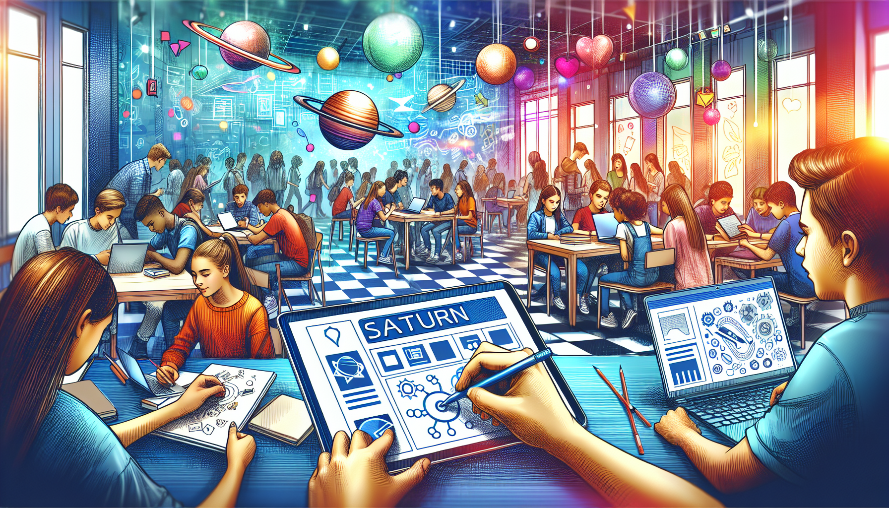 High school students using the Saturn app, gaining the ability to watch their schedules on the official website