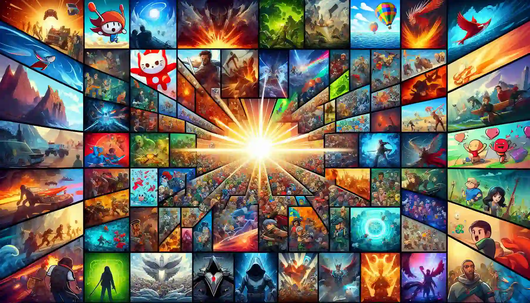 Illustration of a diverse collection of games on the 55 ACE App