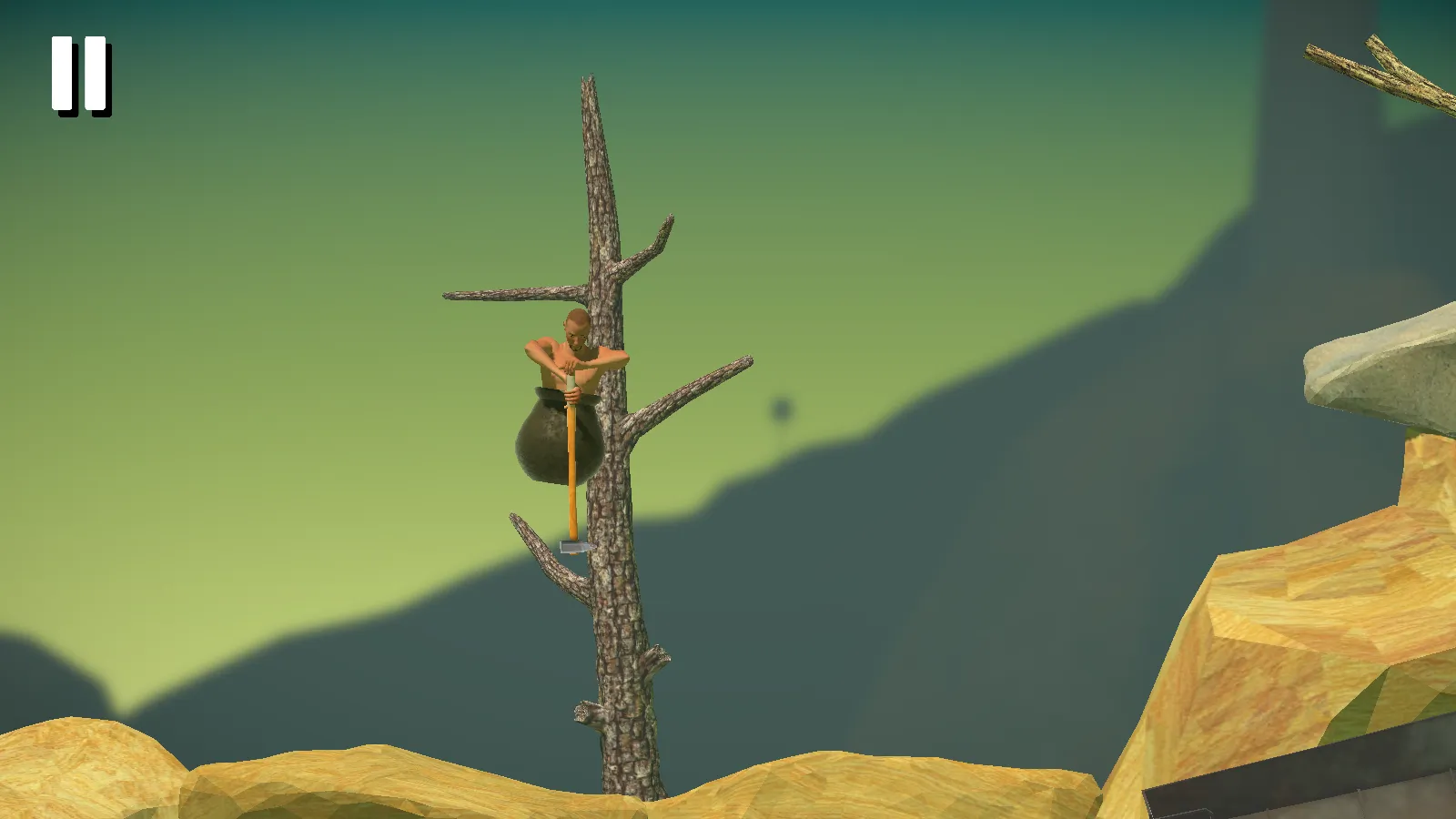 An illustration depicting the gameplay experience of Getting Over It APK, showcasing the humorous situations players encounter.