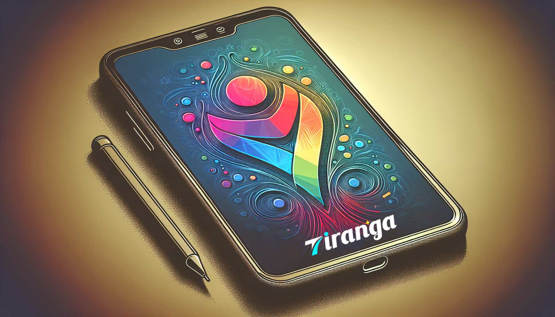 Illustration of a smartphone with Tiranga App logo