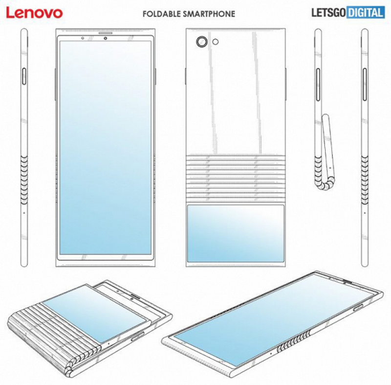 Lenovo запатентовала складной смартфон с неординарной конструкцией
