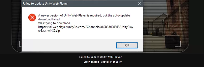 Ошибка «failed to update unity web player» - решение проблемы